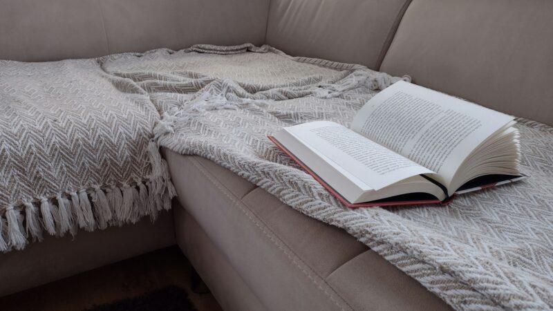 a sectional couch cover in home