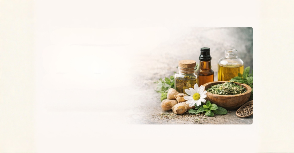 Herbs and essential oils used in natural wellness practices