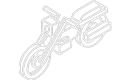 A geometric, monochrome line drawing of a motorcycle in an isometric view. A geometric, monochrome line drawing of a motorcycle in an isometric view.