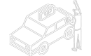 Line drawing of a person waving at a taxi with a lit “TAXI” sign on the roof. Line drawing of a person waving at a taxi with a lit "TAXI" sign on the roof.