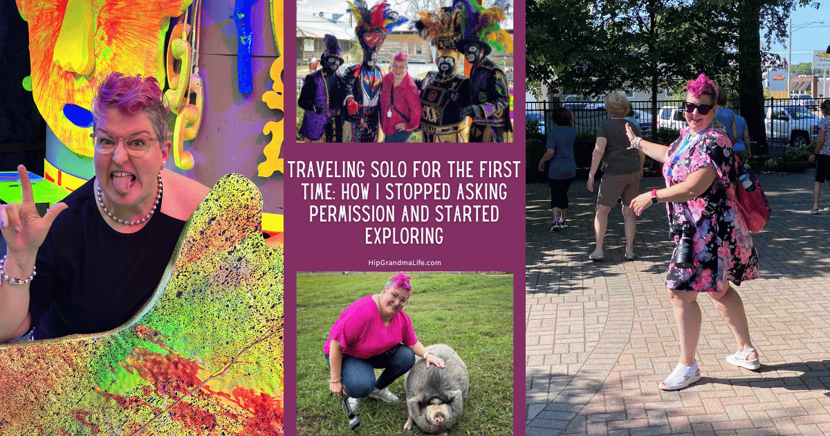 Creative colorful grandma exploring art and travel adventures colorful Grandma life photos.