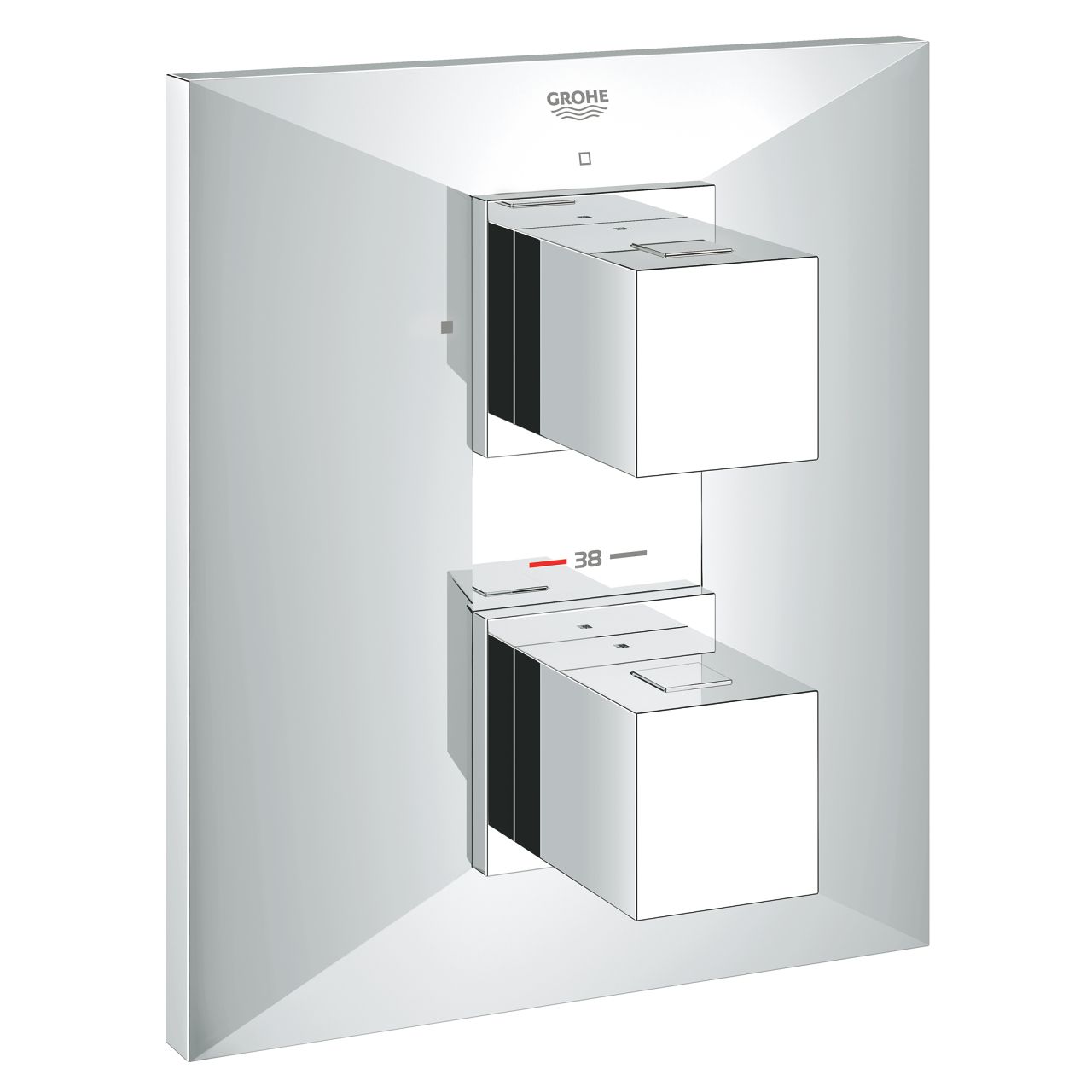 אינטרפוץ 3 דרך תרמוסטטי GROHE דגם 19791000 בגימור ניקל מבריק תוצרת גרמניה