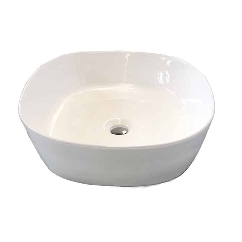 כיור חרס מונח דגם 9449W לבן, מידות 43x43x13 ס"מ, התקנה על משטח