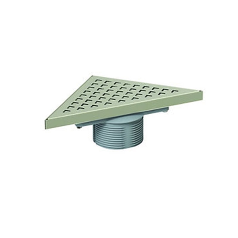תעלת ניקוז מעוצבת TRIANGLE LEGAL CLASSIC בצורת משולש עם רשת נירוסטה 304, יציאה 100 מ"מ ואפשרות חיבור קומקום 4 צול
