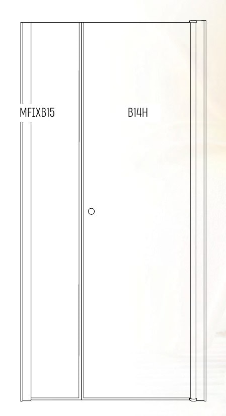 שרטוט מקלחון חזית דופן קבועה ודלת ציר