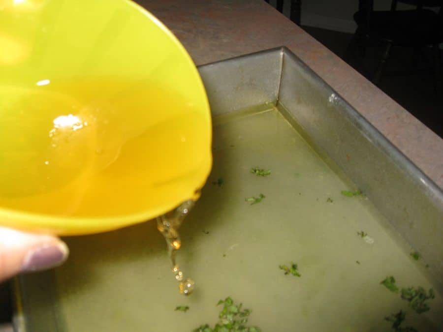 Image shows rum added to the pan.