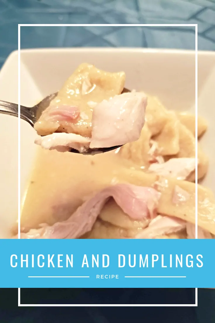 Simple chicken and dumplings recipe. This perfect comfort food is kid friendly and a perfect weeknight dinner. Make it even easier and use a rotisserie chicken to save time! #chicken #easyrecipes #comfortfood #dumplings
