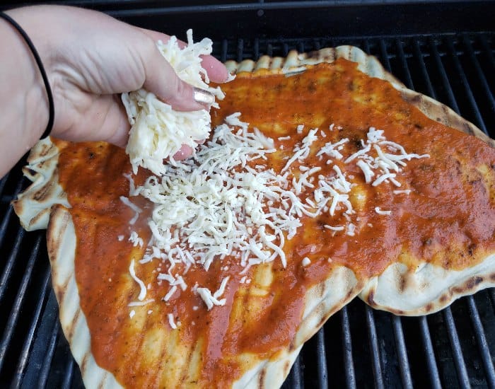 Homemade sauce on pizza
