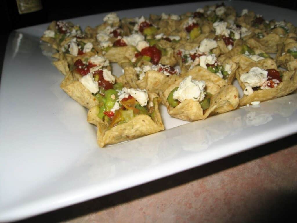 Image shows goat tacos on a platter.