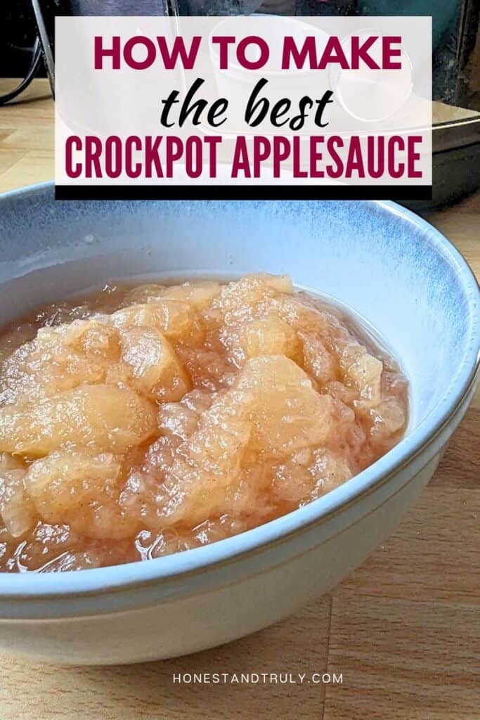 Image shows homemade crockpot applesauce.