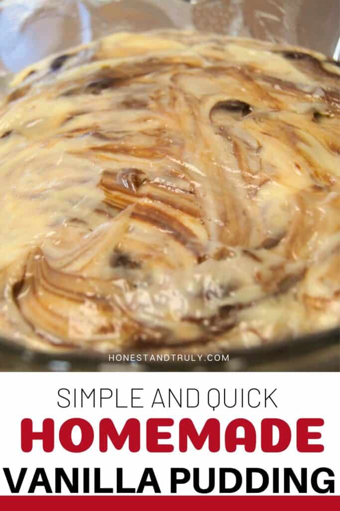 Image shows close-up picture of homemade vanilla pudding.