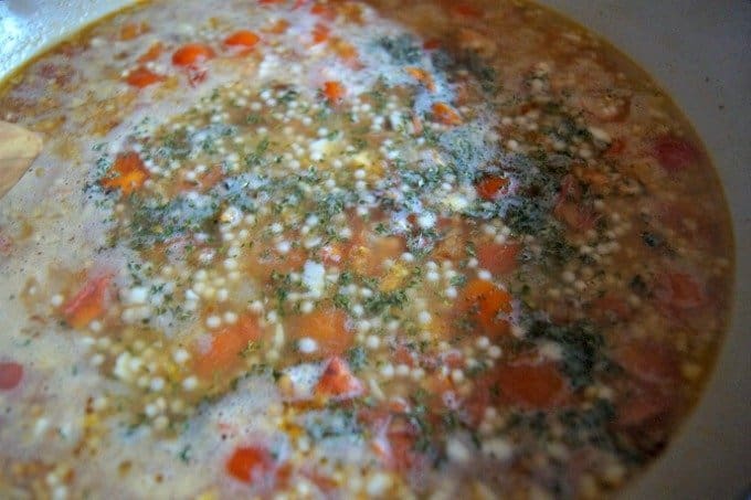 CousCous covered in stock to cook
