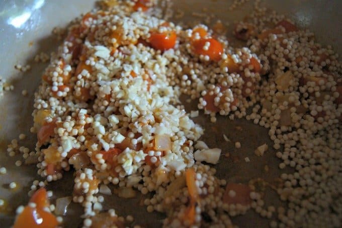 Couscous salad toasting