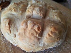 Image shows bread baked on the grill.
