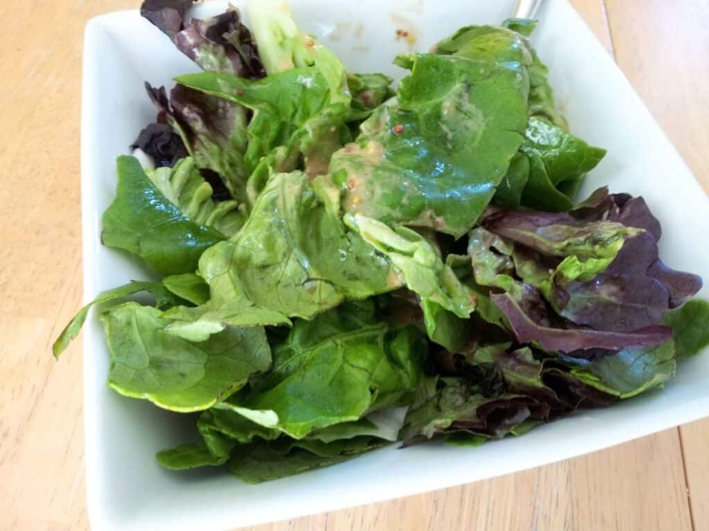 Image shows roasted garlic aioli salad dressing.
