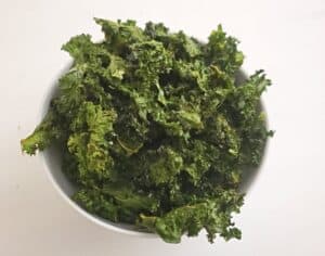 Bowl of crispy kale chips
