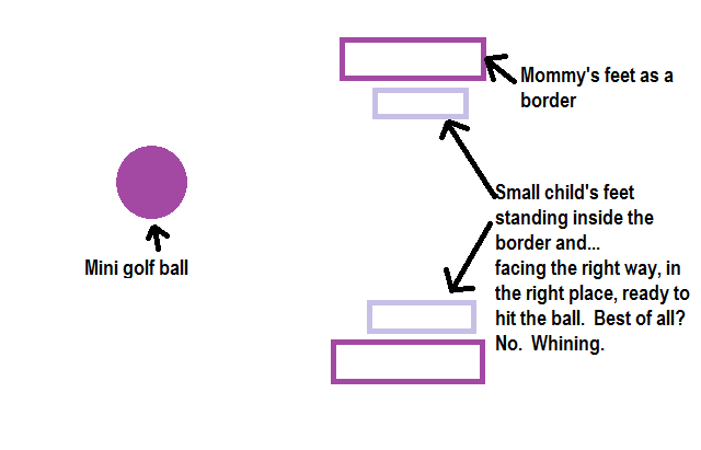 Use mom's feet as a border to get kids lined up