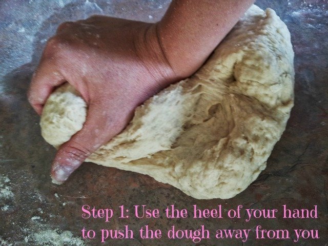 Step 1 use the heel of your hand to push the dough away from you