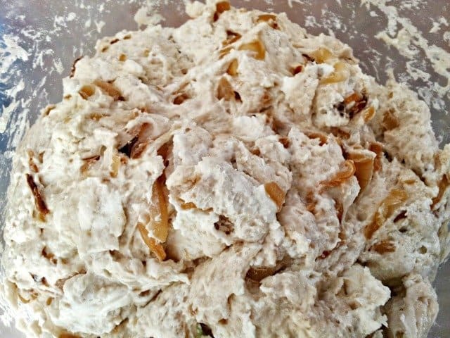 Dough pre-rise for goat cheese caramelized onion bread