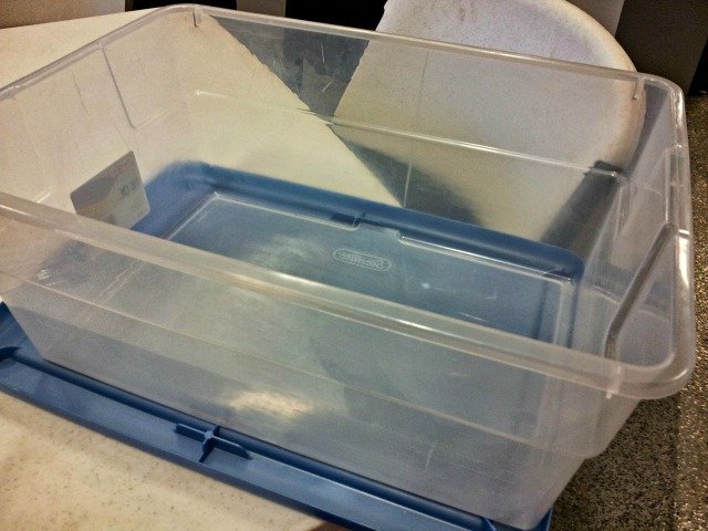 Empty container for homework kit