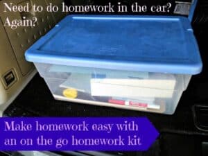 An on the go homework kit for the car