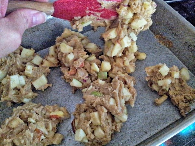 Drop pieces of batter into your prepared pan