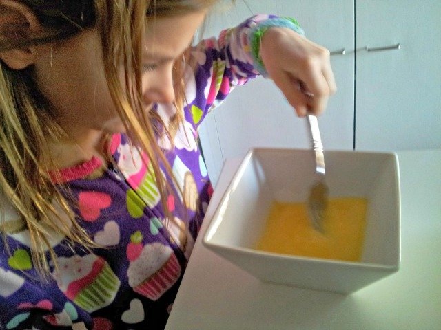 Beating eggs for baking
