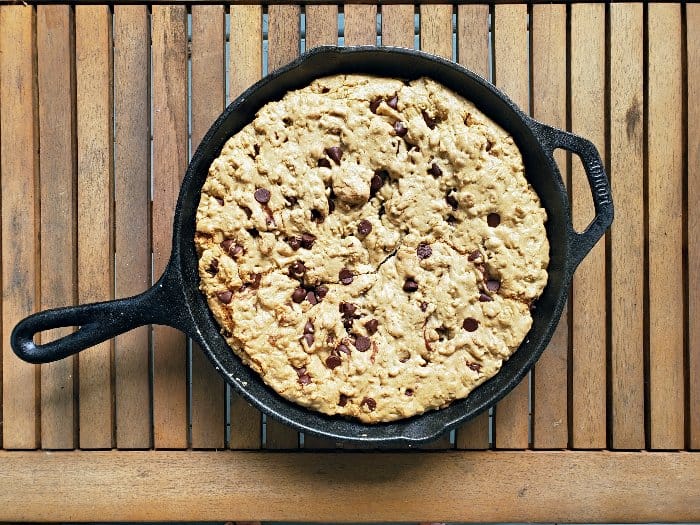 Perfect chocolate chip skillet cookie