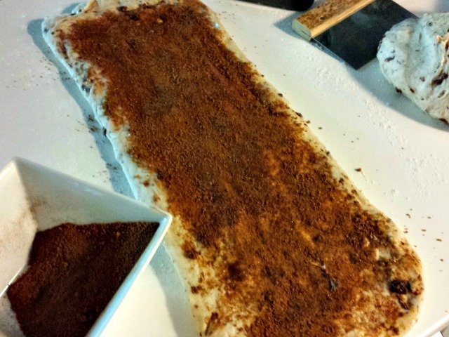 Add cinnamon sugar mixture to your rolled out dough