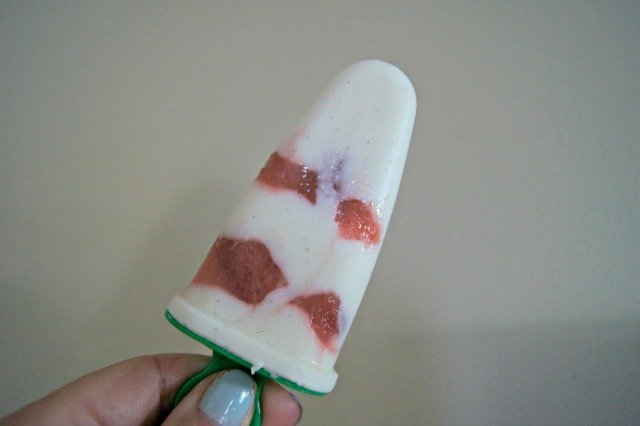 Enjoying a Greek yogurt popsicle