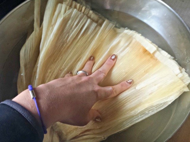 Soak corn husks