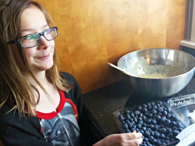 Stealing blueberries from pancakes
