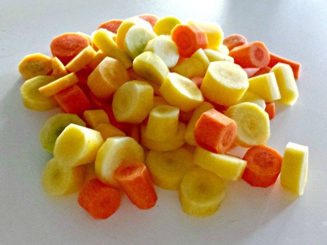sliced rainbow carrots