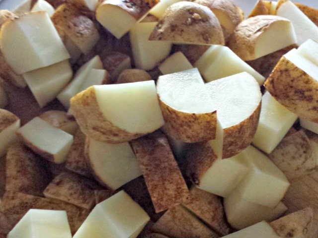 Quartered potatoes