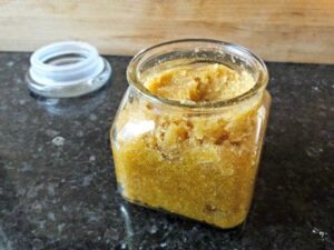 Brown sugar cookie scrub in a jar