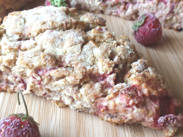 About to eat a strawberry bacon scone