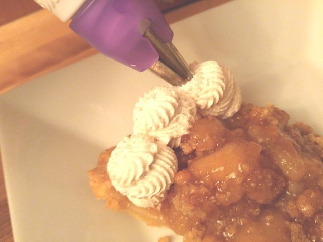Add cinnamon whipped cream to pie