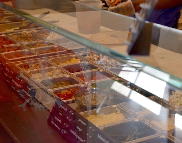 Topping options at MOD Pizza