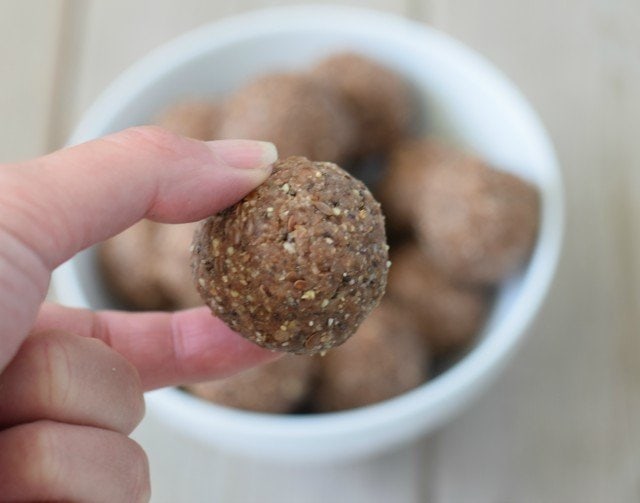 Enjoying protein energy bites for breakfast