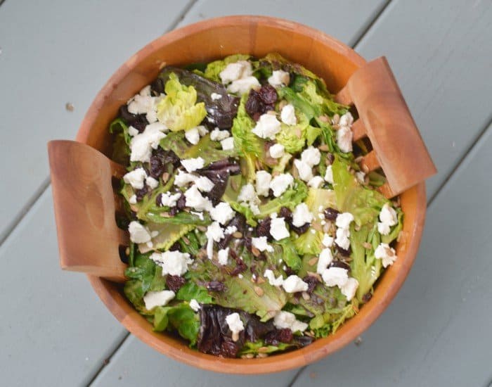 Easy summer salad with dried cherries and goat cheese