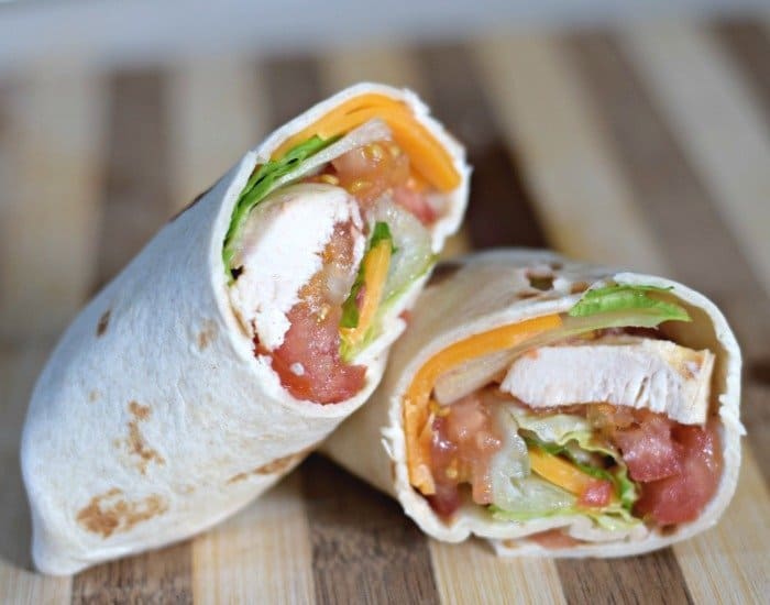 Enjoy a perfect picnic sandwich with these chicken taco wraps