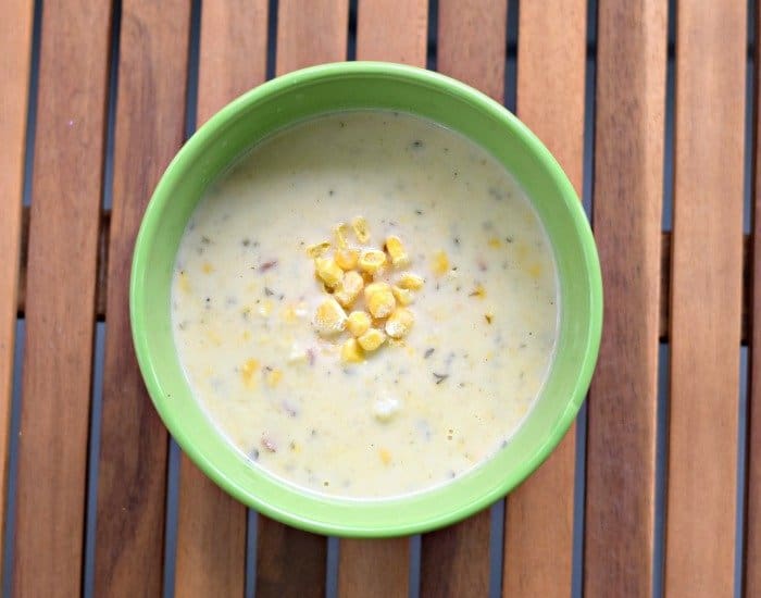 Delicious bowl of gluten free corn chowder