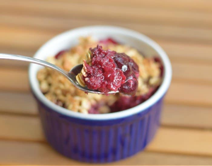 Bite of indvidual baked cherry oatmeal
