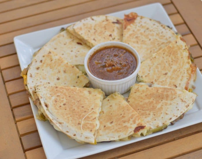 Easy date night dinner carnitas stuffed quesadillas