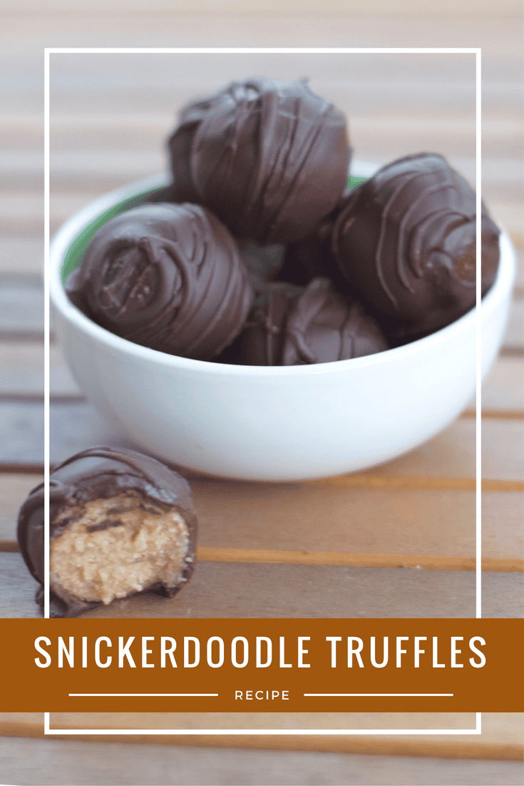 Snickerdoodle Truffles Recipe. Delicious Christmas cookie idea for a cookie swap or holiday dessert. Edible cookie dough coated with dark chocolate.