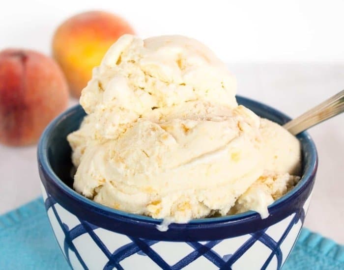 Peach no churn ice cream