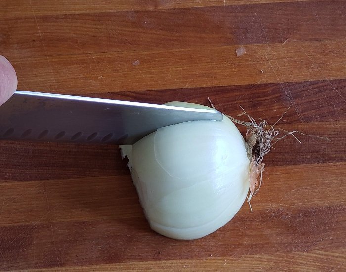 Slice across onion