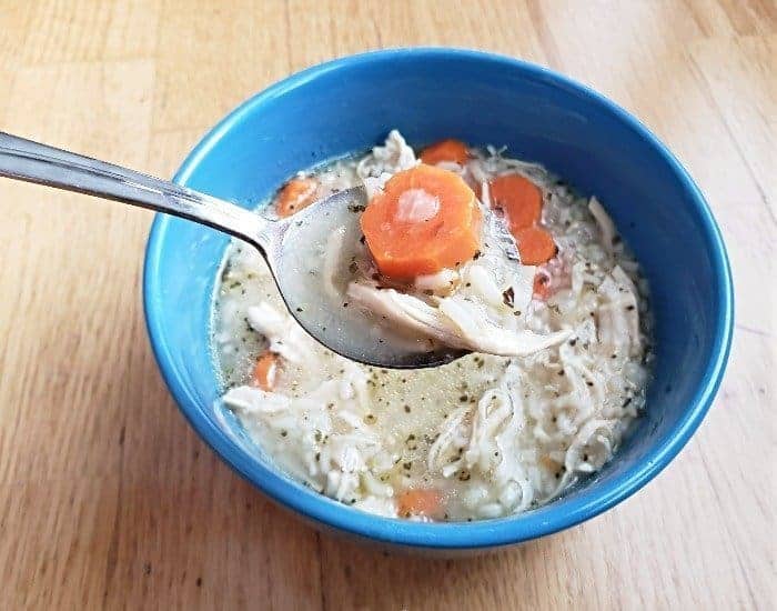 Instant Pot Chicken and Rice soup bowl