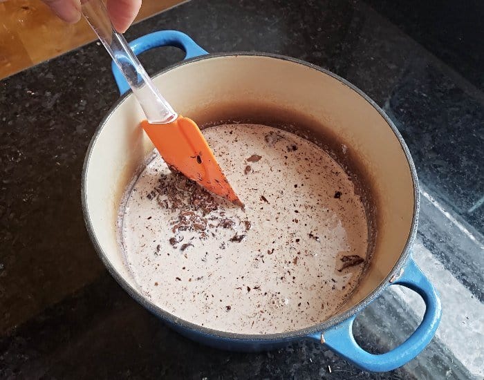 Stir melted chocolate