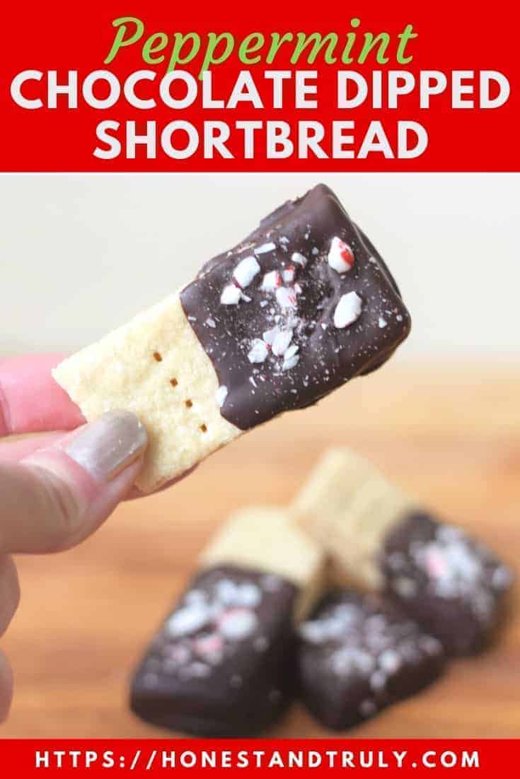 Chocolate dipped peppermint shortbread cookies